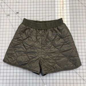 Olive High Waist Quilted Shorts